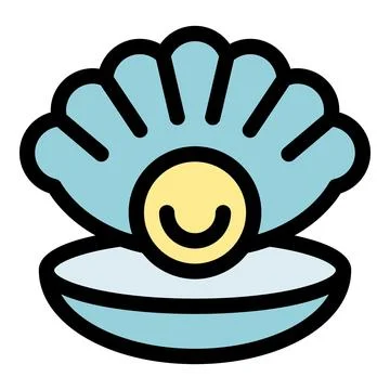 Open shell showing a smiling pearl inside, a precious jewel from the sea Stock Illustration