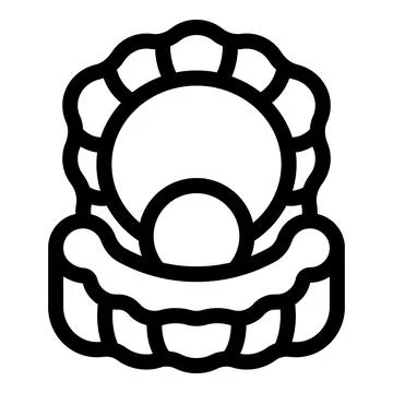 Open shellfish holding beautiful round pearl icon Stock Illustration