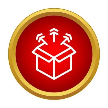 Open shipping box with multiple arrows icon Stock Illustration