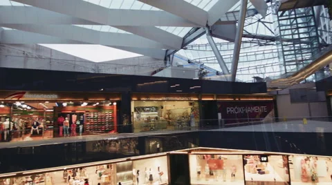 Open shops at a big modern shopping mall Video stock 51629092