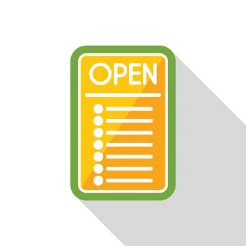 Open sign with blank list for menu outside restaurant Stock Illustration