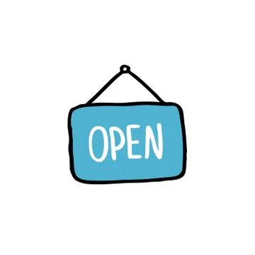 Open sign doodle icon, vector illustration Stock Illustration