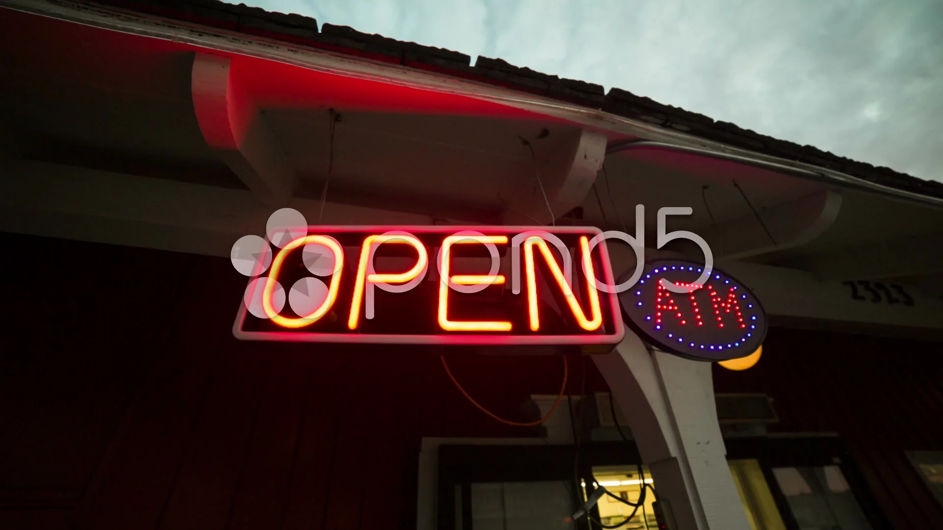 Open Sign Establishment Neon Light Atm B Stock Video Pond5