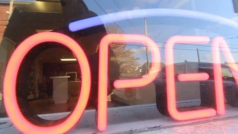 Open Sign Flashing Stock-Footage 112279156