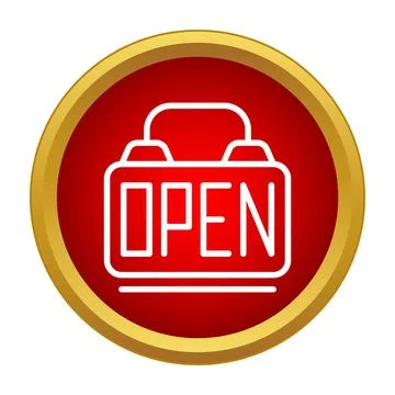 Open sign hanging in window inviting customers inside a shop Stock Illustration