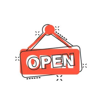 Open sign icon in comic style. Accessibility cartoon vector illustration on w Stock Illustration