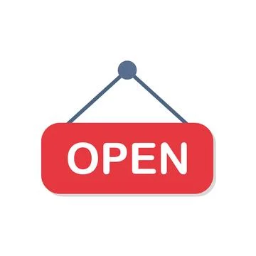 Open sign icon in flat style. Signboard vector illustration on isolated bac.. Stock Illustration