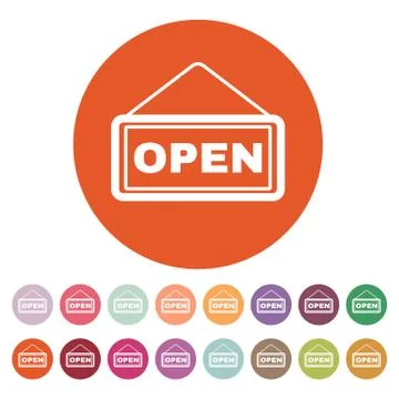 The open sign icon. Input and entrance symbol. Flat Stock Illustration