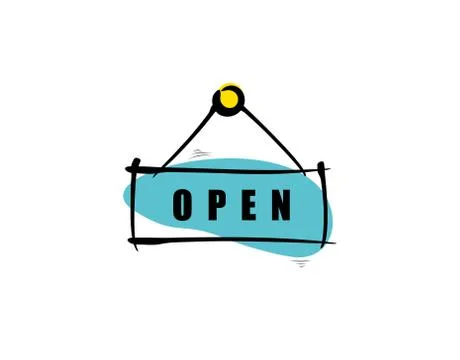 Open sign icon on white background in vector illustration Stock Illustration