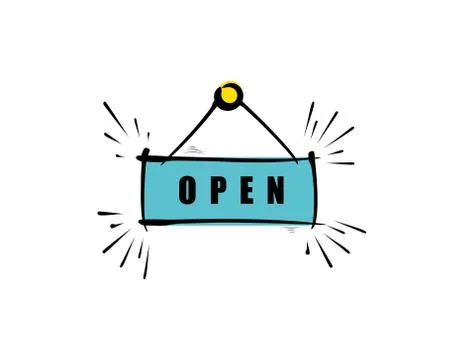 Open sign icon on white background in vector illustration Stock Illustration