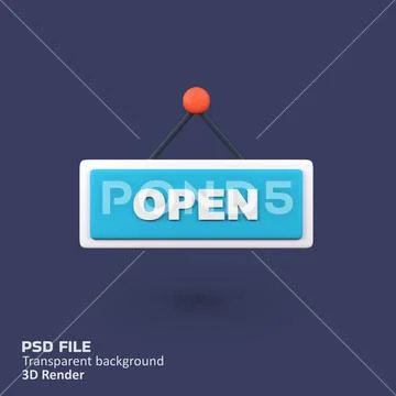 Open sign isolated 3d render icon illustration PSD Template