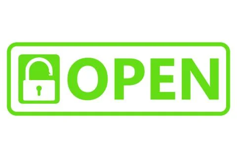 Open Sign Open Lock Icon Vector Stock Illustration