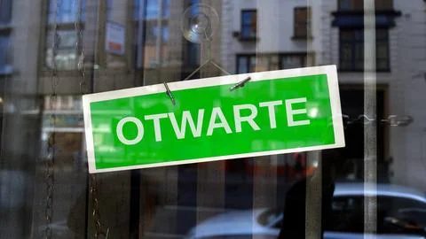 Open sign in Polish Stock Photos