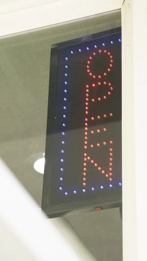 Open Sign Red and Blue Stock Footage 345293326