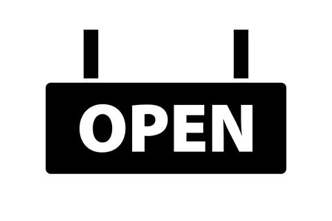 OPEN sign silhouette icon. Vector. Illustrazione stock