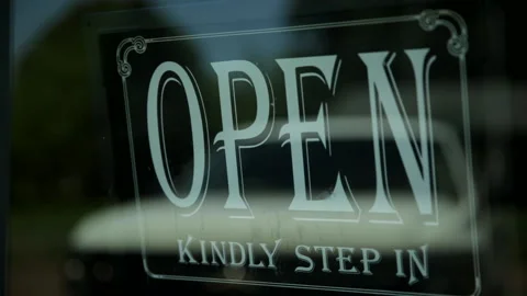 Open sign in storefront window Stock Footage 236708023