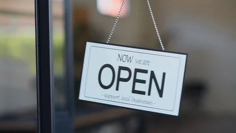 Open sign support local business Stock Footage