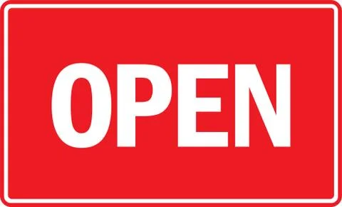 Open sign. White on red background. Stock Illustration