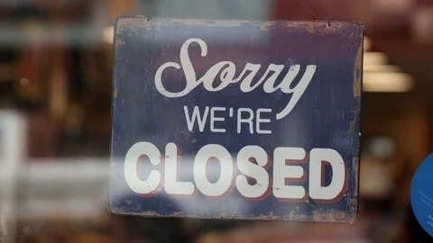 Open sign on window of coffee shop Stock Footage