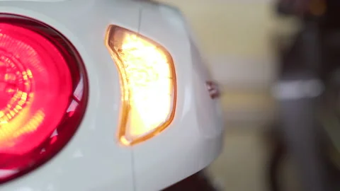 Open signal light right turn white motorcycle. Stock Footage 218281152