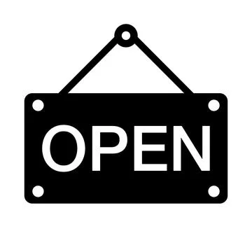 OPEN silhouette icon. Store open for business. Vector. Stock Illustration