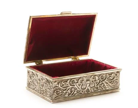 Open silver coffer Stock Photos