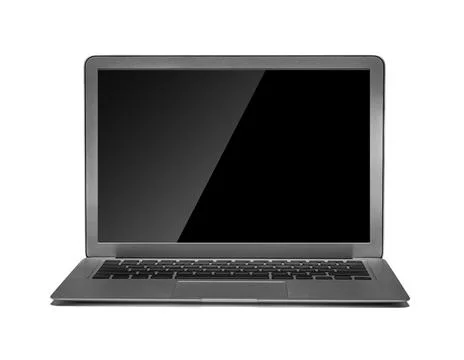 Open silver laptop with a blank black screen. Stock Illustration