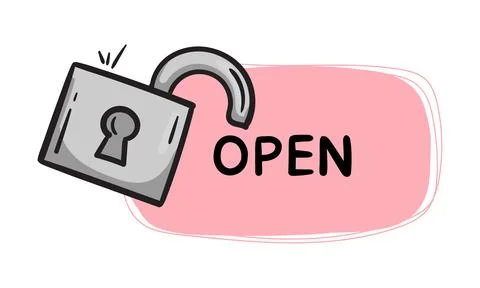 Open. Simple vector sticker with open padlock Stock Illustration
