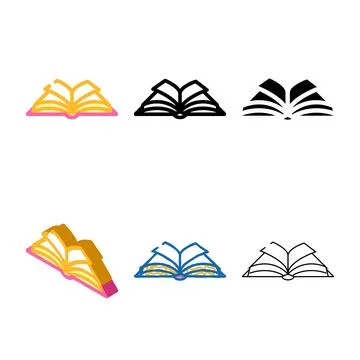 Open simplified book color icon vector Stock Illustration