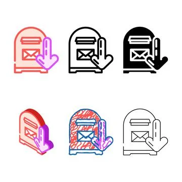 Open simplified letter box loading mailbox color icon vector イラスト素材
