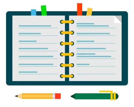 Open sketchpad with color tabs vector icon flat isolated Stock Illustration