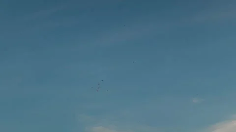 Open sky with gentle gradient and wispy edges. Soft late afternoon tones, clean Stock Footage 323437378