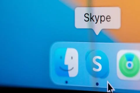 Open Skype app in macbook dock Stock Photos