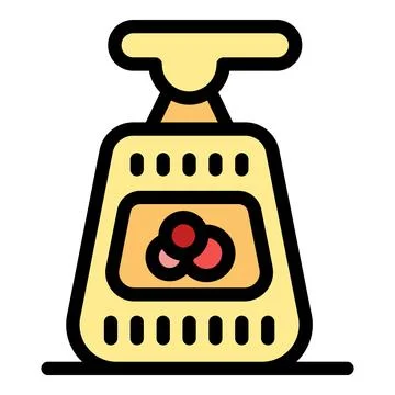 Open snack pouch with berries icon, outline style Stock Illustration
