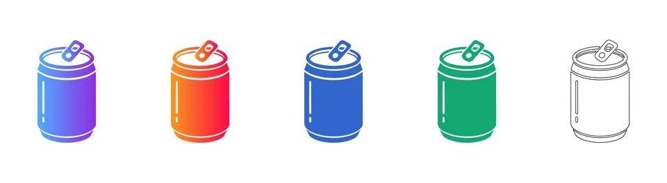 Open Soda Can Graphic Vector Set Stock Illustration