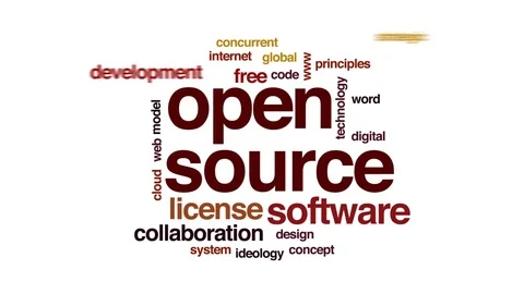 Open source animated word cloud, text design animation. Stock Footage 79160757