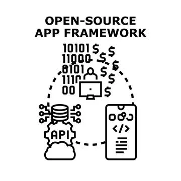 Open source app framework developing and coding system 스톡 일러스트
