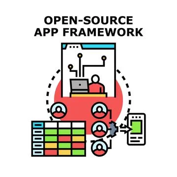 Open source app framework development and collaboration 库存插图