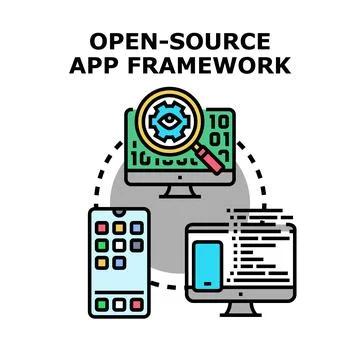 Open source application framework developing software concept イラスト素材