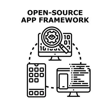Open source application framework developing software concept Stock Illustration