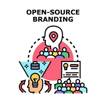 Open source branding concept developing community ideas Stock Illustration