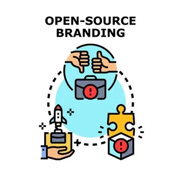 Open source branding concept vector icon drawing Stock Illustration