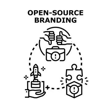 Open source branding concept vector icon drawing Stock Illustration