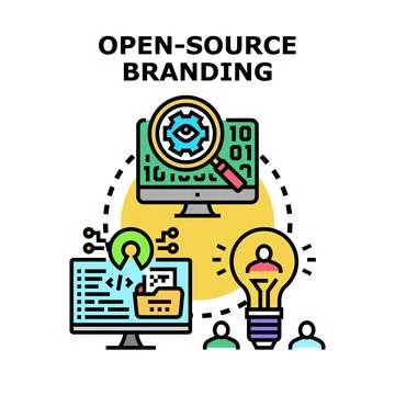 Open source branding connecting innovation, technology, and community devel.. Stock Illustration