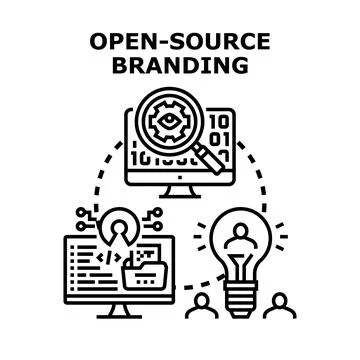 Open source branding illustrating the collaboration, transparency, and innova Stockillustratie