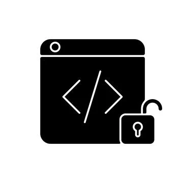 Open source code platforms black glyph icon Stock Illustration
