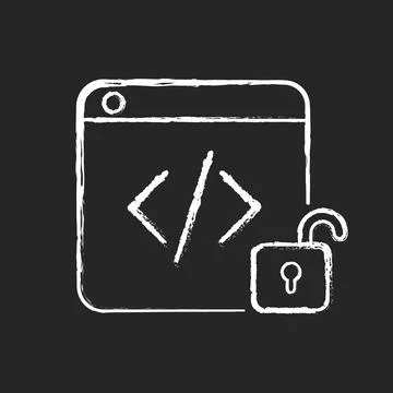 Open source code platforms chalk white icon on dark background Stock Illustration