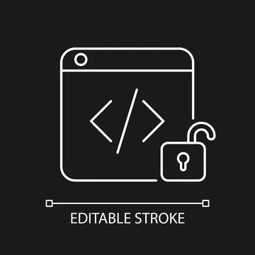 Open source code platforms white linear icon for dark theme Stock Illustration