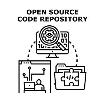 Open source code repository managing development process 스톡 일러스트