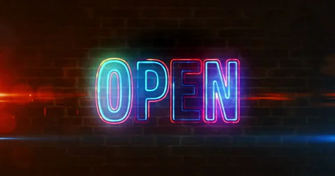 Open source code symbol neon on brick wall Stock Footage 148324298